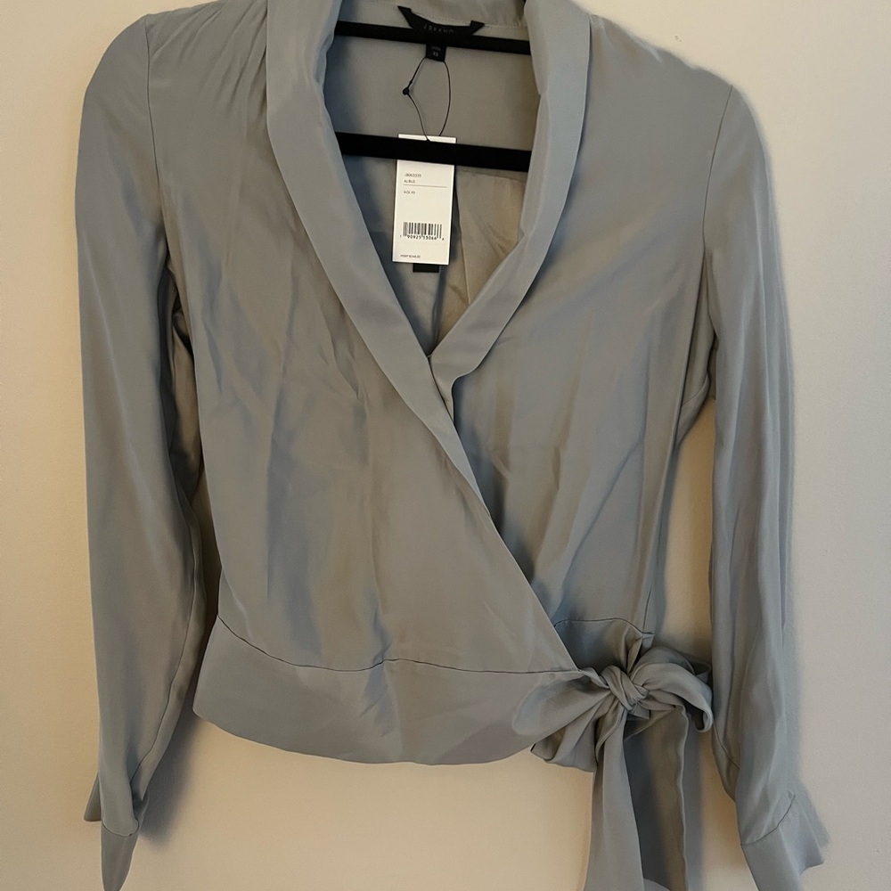NWT J BRAND Gray Wrap Blouse